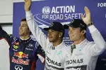 Foto zur News: Lewis Hamilton (Mercedes), Nico Rosberg (Mercedes) und Daniel Ricciardo (Red Bull)