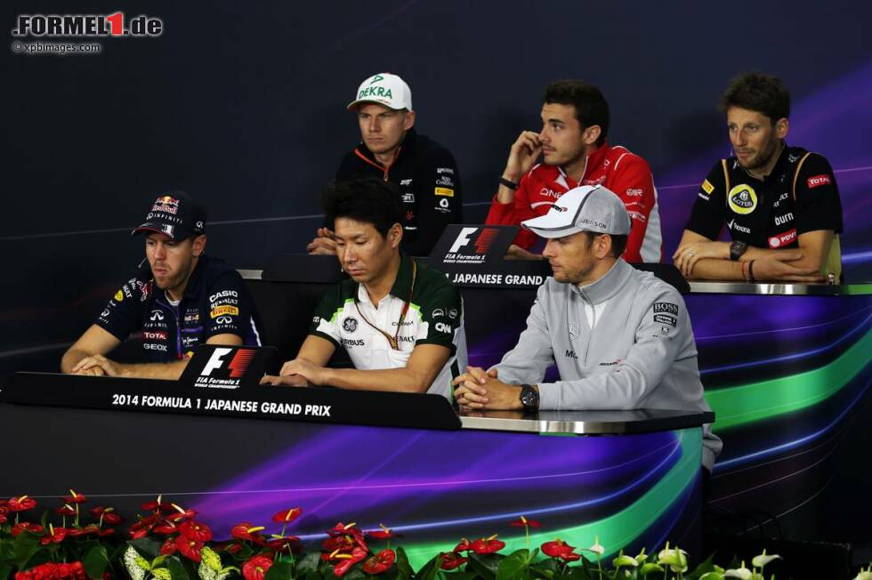 Foto zur News: Nico Hülkenberg (Force India), Jules Bianchi (Marussia), Romain Grosjean (Lotus), Sebastian Vettel (Red Bull), Kamui Kobayashi (Caterham) und Jenson Button (McLaren)