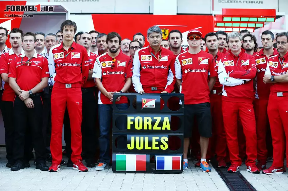 Foto zur News: Fernando Alonso (Ferrari), Marco Mattiacci, Jules Bianchi (Marussia) und Kimi Räikkönen (Ferrari)