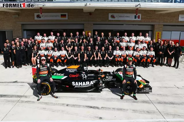Nico Hülkenberg, Sergio Perez und das Force-India-Team Foto zur News: Nico Hülkenberg, Sergio Perez und das Force-India-Team