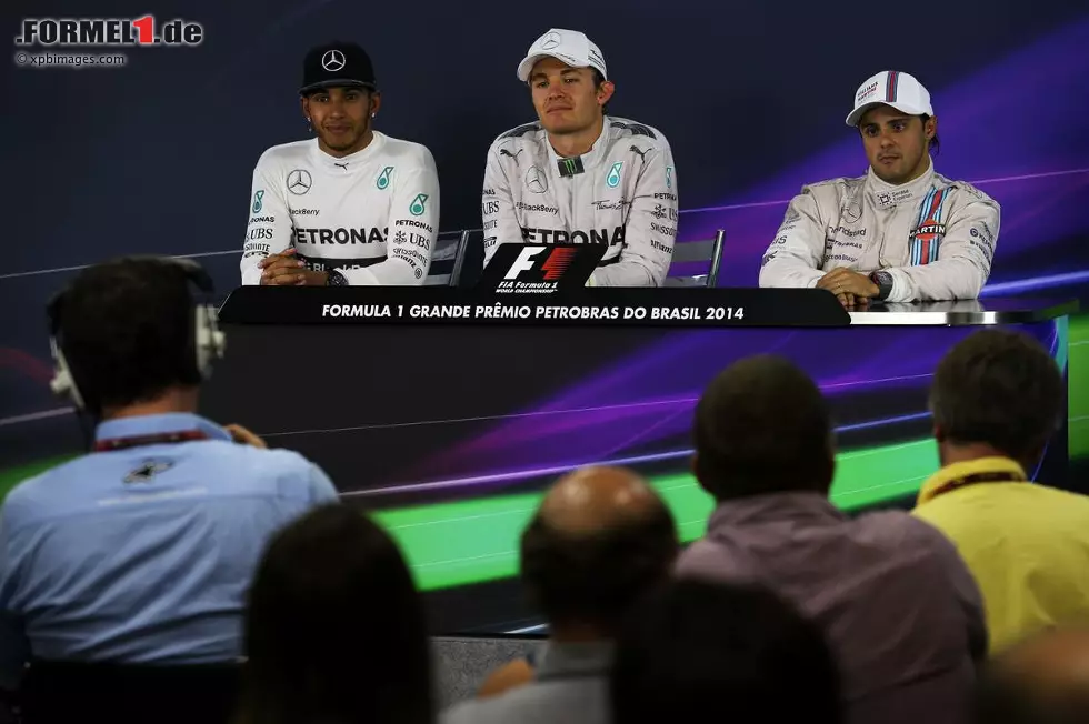 Foto zur News: Lewis Hamilton (Mercedes), Nico Rosberg (Mercedes) und Felipe Massa (Williams)