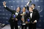 Foto zur News: Daniel Ricciardo, Lewis Hamilton und Nico Rosberg