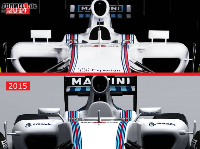 Foto zur News: Im Detail: die mit doppelten Stegen angebrachten Spiegel des Vorgängermodells sind beim Williams FW37 Geschichte