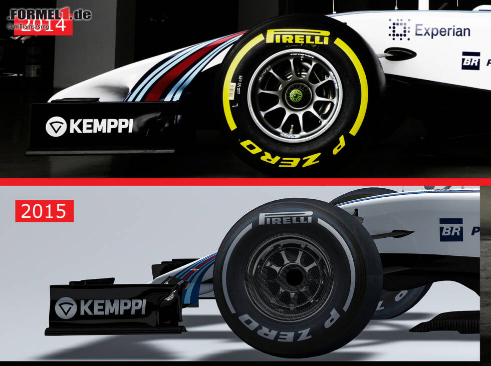Foto zur News: Im Detail: stärker abfallende Nase beim Williams FW37, den neuen Formel-1-Regeln 2015 geschuldet.