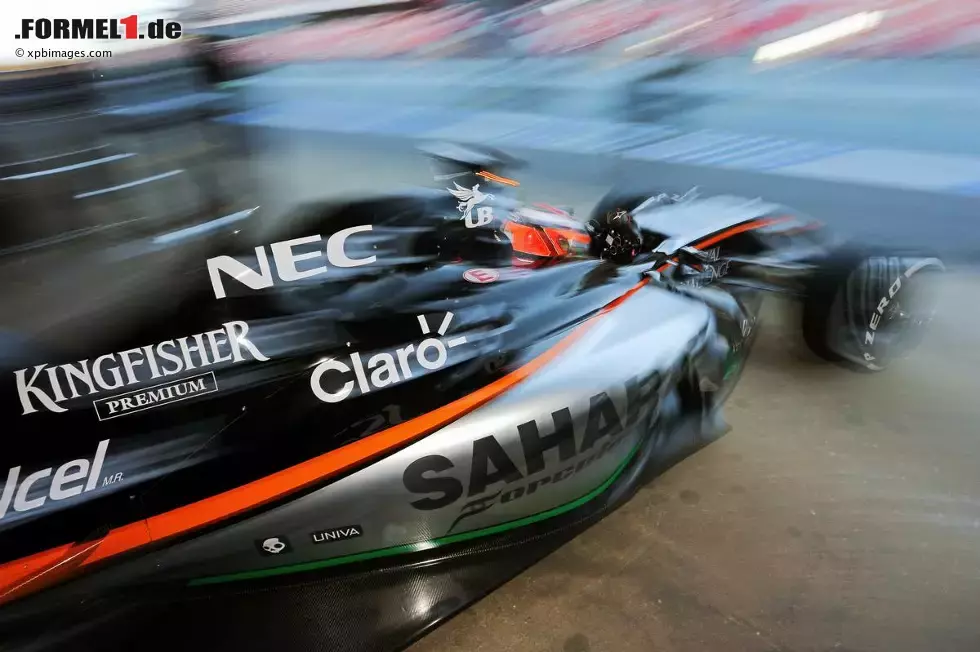 Endlich wieder fahren! Nico Hülkenberg rückt zum ersten Mal in diesem Jahr mit seinem Force India aus. Allerdings testet das Team immer noch mit dem Vorjahresauto. Foto zur News: Endlich wieder fahren! Nico Hülkenberg rückt zum ersten Mal in diesem Jahr mit seinem Force India aus. Allerdings testet das Team immer noch mit dem Vorjahresauto.