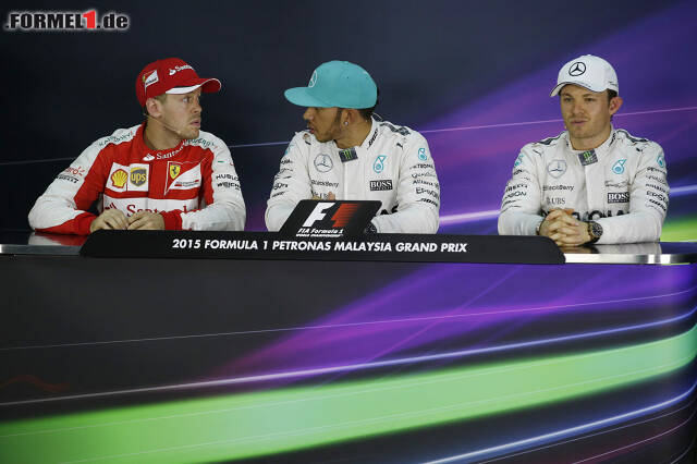 Foto zur News: Sebastian Vettel, Lewis Hamilton und Nico Rosberg
