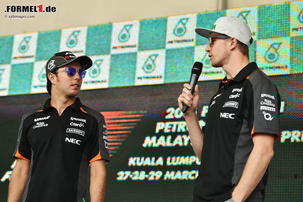 Foto zur News: Sergio Perez (Force India) und Nico Hülkenberg (Force India)