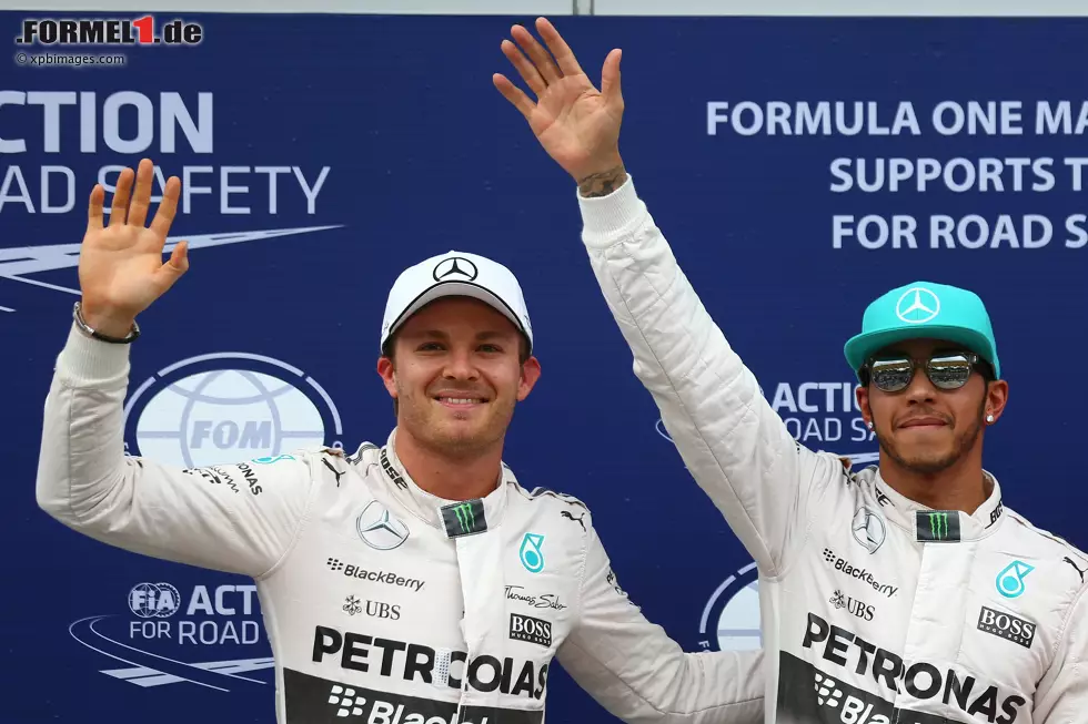 Foto zur News: Lewis Hamilton und Nico Rosberg: Diesmal nicht gemeinsam in Reihe eins