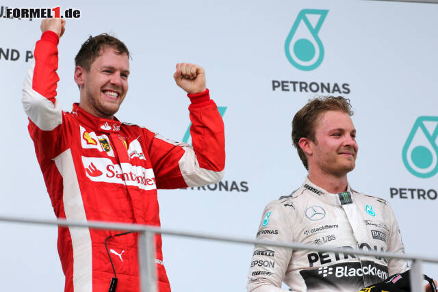 Foto zur News: Neben einem strahlenden Sebastian Vettel blieb Mercedes nur die Nebenrolle