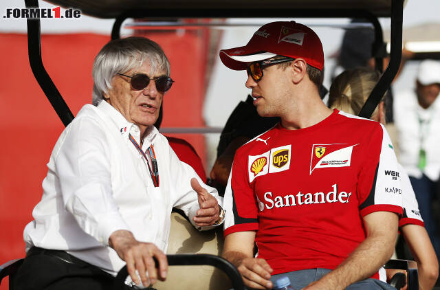 Foto zur News: Bernie Ecclestone mit Sebastian Vettel (Scuderia Ferrari)