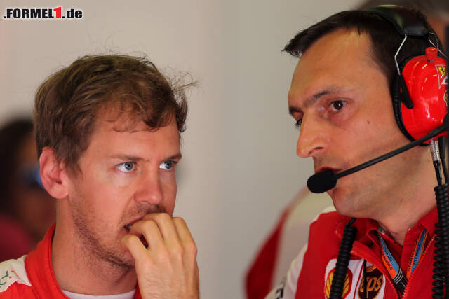 Foto zur News: Sebastian Vettel und sein Team rätseln: Wie viel haben die Updates gebracht? Ist man näher an Mercedes dran? Am Freitag sah es danach nicht aus: 0,408 Sekunden Rückstand und vor allem im Renntrimm nicht deutlich näher an "Silber" dran