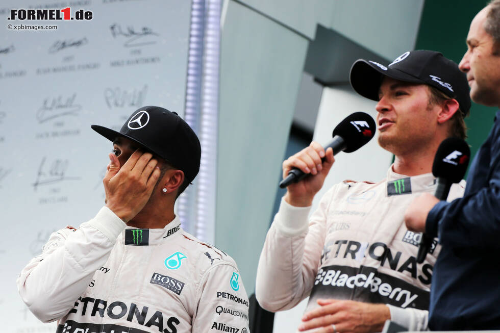 Foto zur News: Lewis Hamilton (Mercedes), Nico Rosberg (Mercedes) und Gerhard Berger