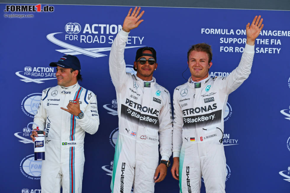 Foto zur News: Felipe Massa (Williams), Lewis Hamilton (Mercedes) und Nico Rosberg (Mercedes)