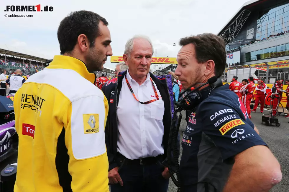 Foto zur News: Cyril Abiteboul, Helmut Marko und Christian Horner