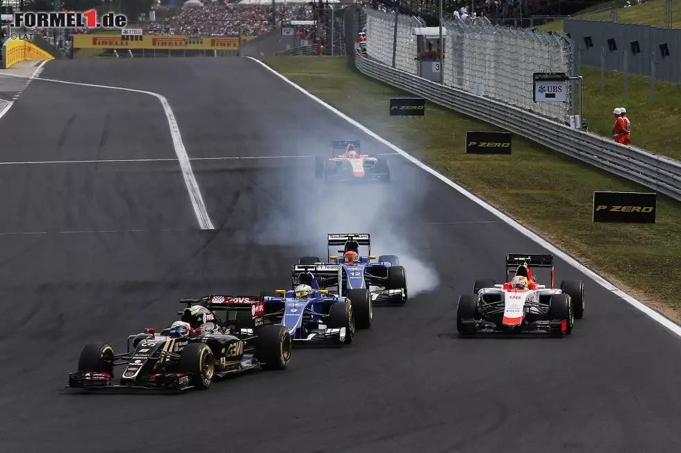 Foto zur News: Romain Grosjean (Lotus), Marcus Ericsson (Sauber), Roberto Merhi (Manor-Marussia) und Felipe Nasr (Sauber)