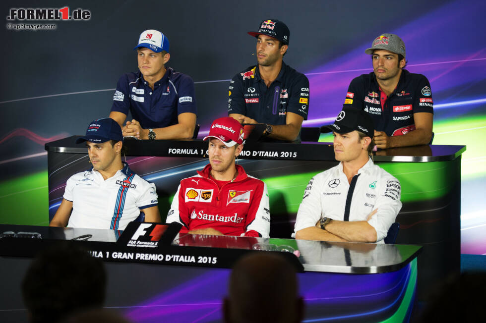 Foto zur News: Marcus Ericsson (Sauber), Daniel Ricciardo (Red Bull), Carlos Sainz (Toro Rosso), Felipe Massa (Williams), Sebastian Vettel (Ferrari) und Nico Rosberg (Mercedes)
