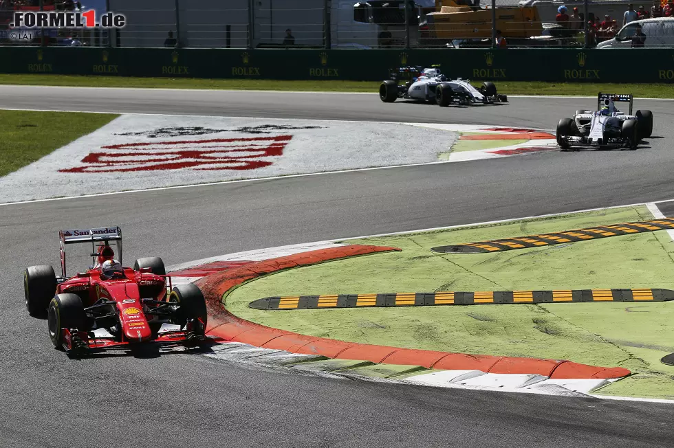 Foto zur News: Sebastian Vettel (Ferrari), Felipe Massa (Williams) und Valtteri Bottas (Williams)