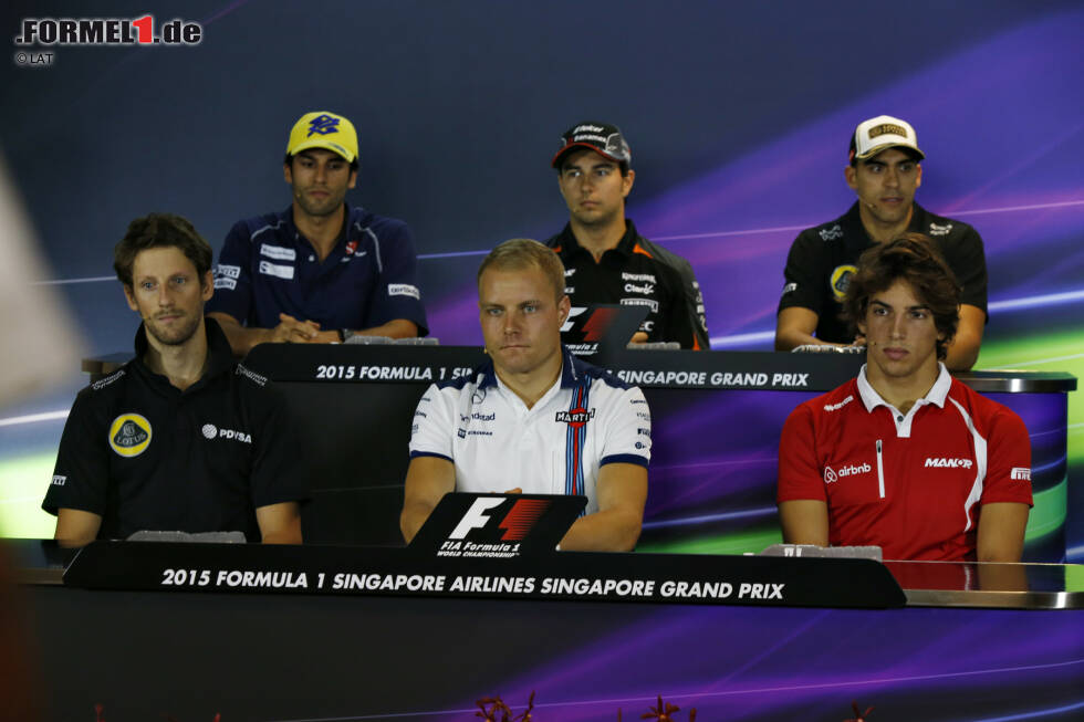 Foto zur News: Felipe Nasr (Sauber), Sergio Perez (Force India), Pastor Maldonado (Lotus), Roberto Merhi (Manor-Marussia), Valtteri Bottas (Williams) und Romain Grosjean (Lotus)