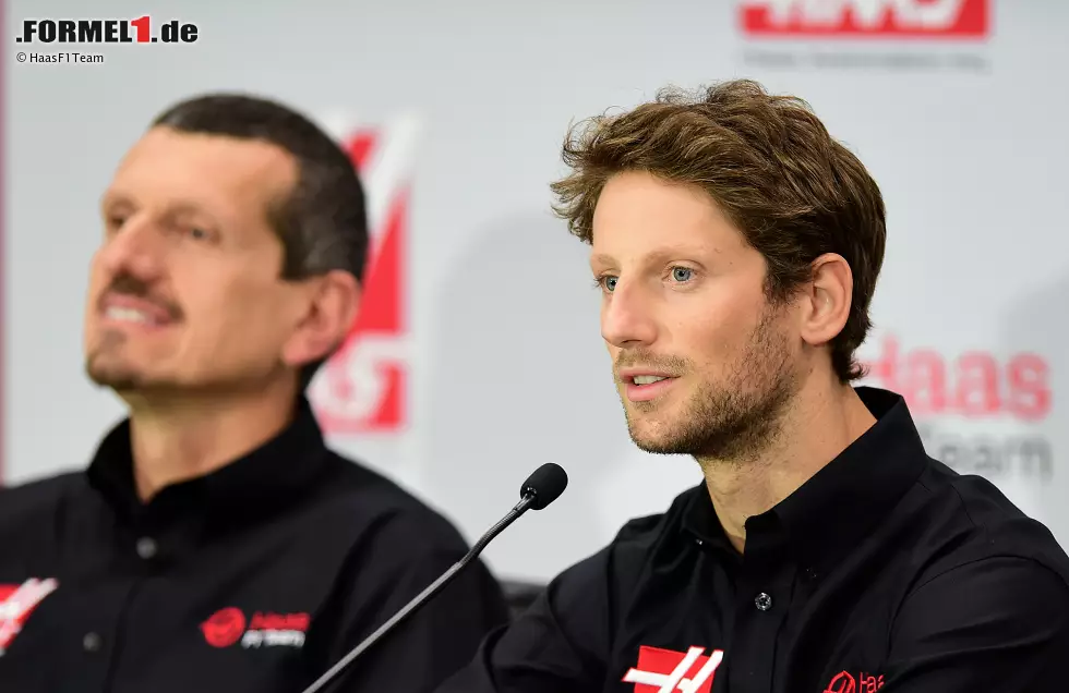 Foto zur News: Teamchef Günther Steiner und Romain Grosjean