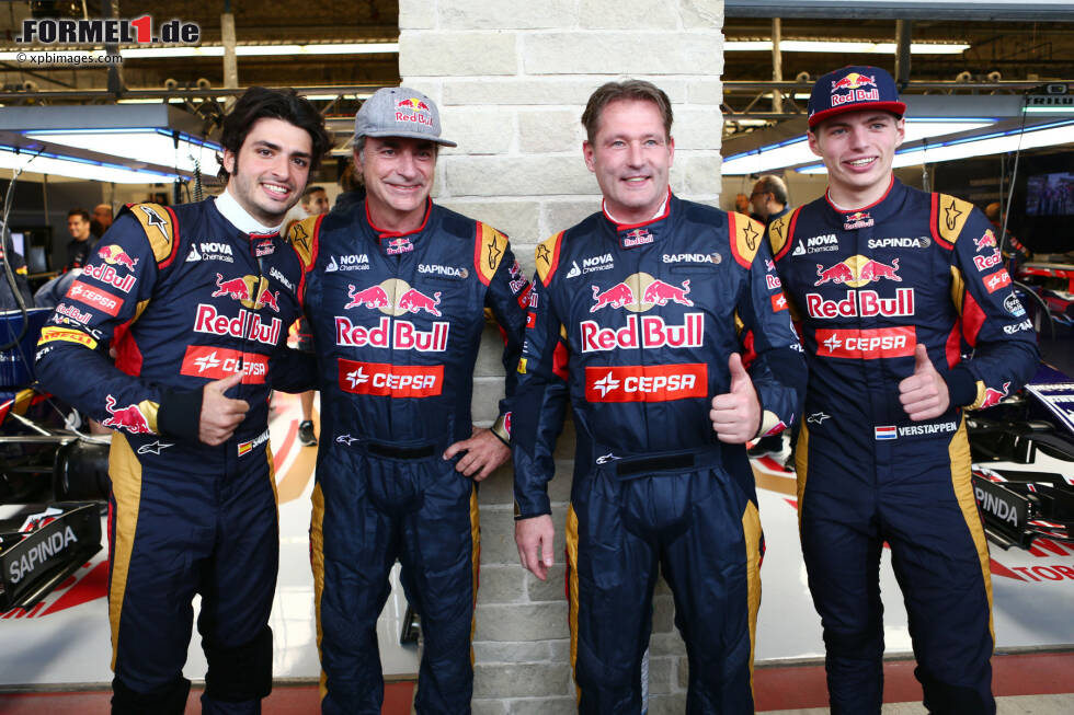 Foto zur News: Carlos Sainz junior und senior, Jos Verstappen und Max Verstappen (Toro Rosso)