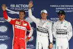 Foto zur News: Nico Rosberg (Mercedes), Lewis Hamilton (Mercedes) und Sebastian Vettel (Ferrari)