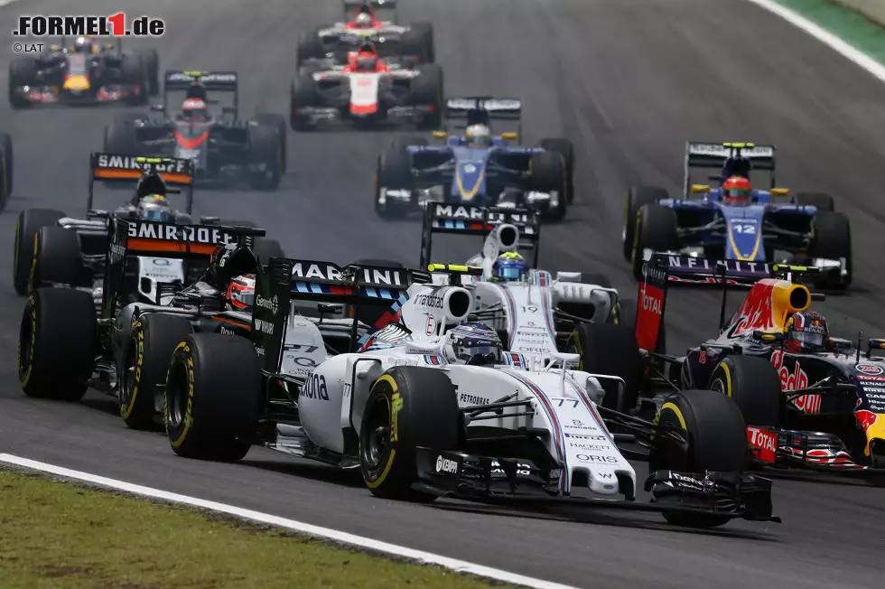 Valtteri Bottas (Williams), Daniil Kwjat (Red Bull), Nico Hülkenberg (Force India) und Felipe Massa (Williams) Foto zur News: Valtteri Bottas (Williams), Daniil Kwjat (Red Bull), Nico Hülkenberg (Force India) und Felipe Massa (Williams)