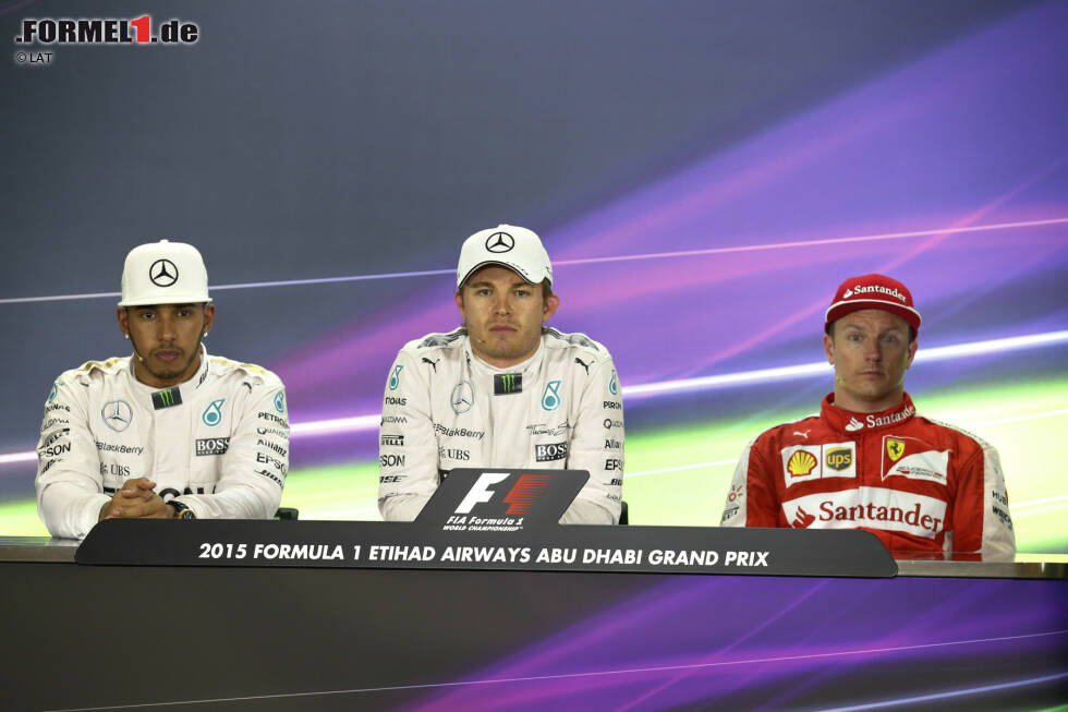 Foto zur News: Nico Rosberg (Mercedes), Lewis Hamilton (Mercedes) und Kimi Räikkönen (Ferrari)