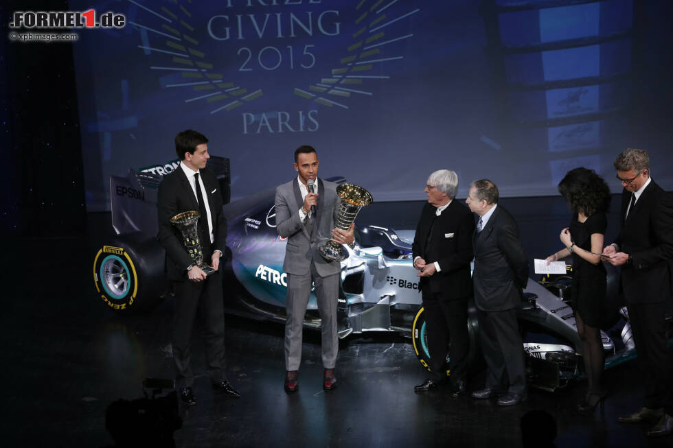 Foto zur News: Lewis Hamilton (Mercedes), Toto Wolff, Jean Todt und Bernie Ecclestone
