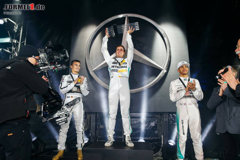 Foto zur News: Pascal Wehrlein, Daniel Juncadella und Lewis Hamilton