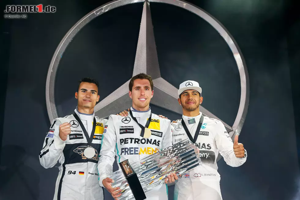 Foto zur News: Pascal Wehrlein, Daniel Juncadella und Lewis Hamilton