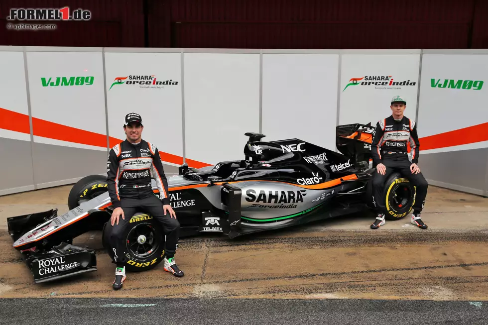 Foto zur News: Sergio Perez (Force India) und Nico Hülkenberg (Force India)