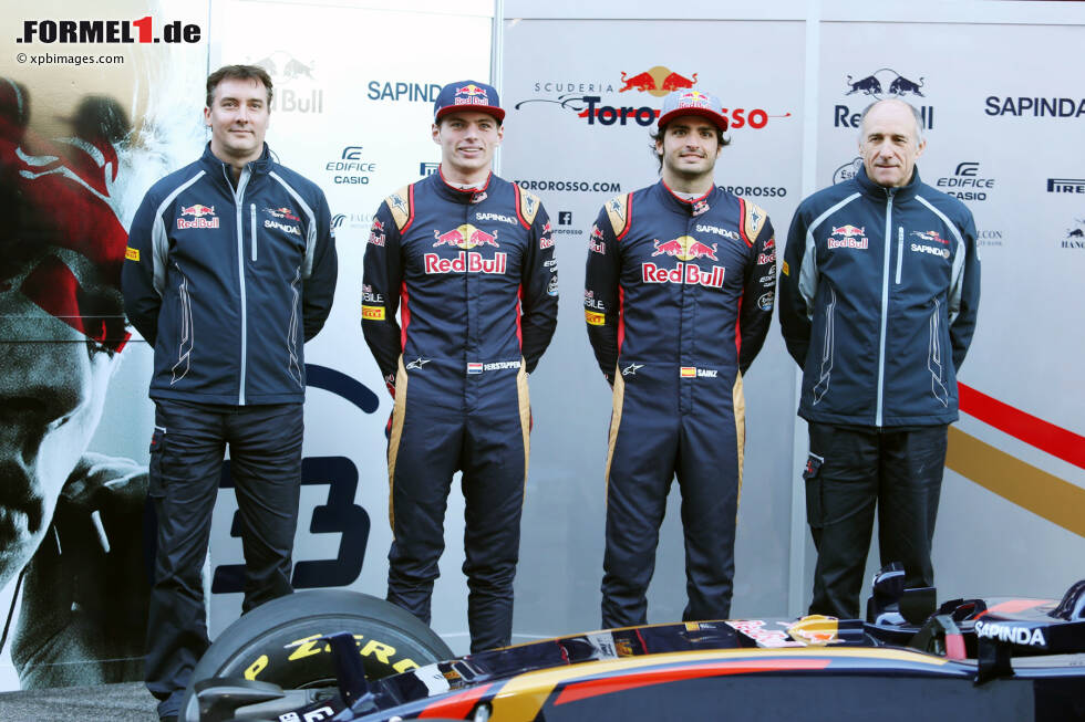 Foto zur News: James Key, Max Verstappen (Toro Rosso), Carlos Sainz (Toro Rosso) und Franz Tost
