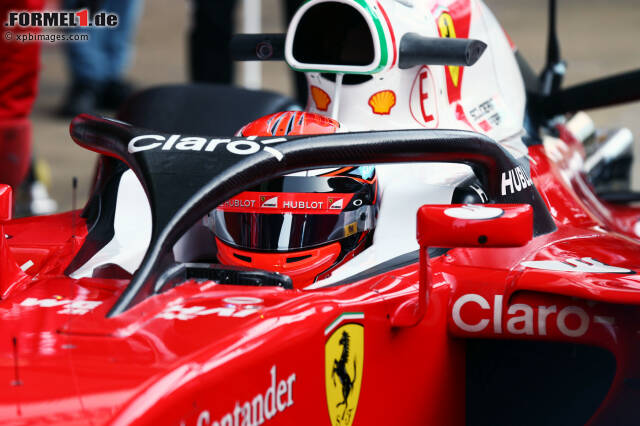 Foto zur News: Kimi Räikkönen fährt in Barcelona erstmals mit dem Halo-Kopfschutz.