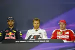 Gallerie: Daniel Ricciardo (Red Bull), Nico Rosberg (Mercedes) und Kimi Räikkönen (Ferrari)