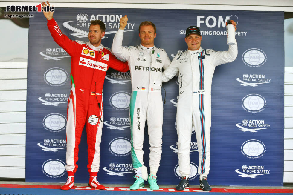 Foto zur News: Sebastian Vettel (Ferrari), Nico Rosberg (Mercedes) und Valtteri Bottas (Williams)