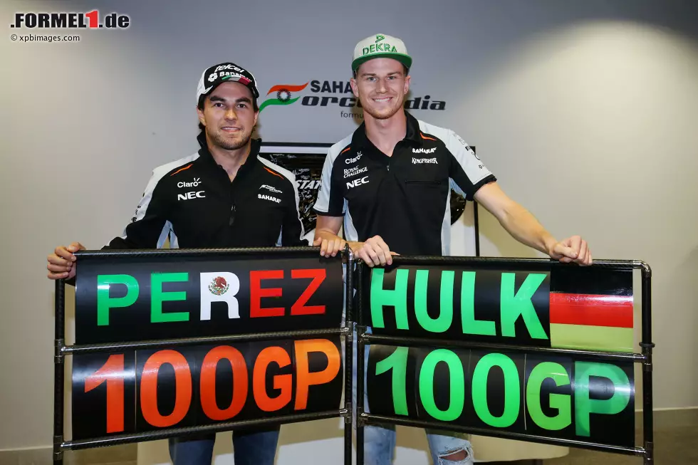 Foto zur News: Sergio Perez (Force India) und Nico Hülkenberg (Force India)