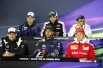 Foto zur News: Marcus Ericsson (Sauber), Sergio Perez (Force India), Felipe Massa (Williams), Jenson Button (McLaren), Daniel Ricciardo (Red Bull) und Kimi Räikkönen (Ferrari)