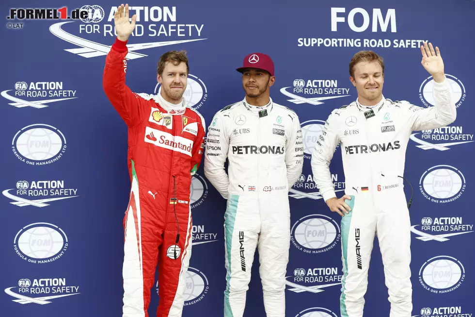 Foto zur News: Lewis Hamilton (Mercedes), Sebastian Vettel (Ferrari) und Nico Rosberg (Mercedes)