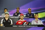 Foto zur News: Rio Haryanto (Manor), Daniel Ricciardo (Red Bull), Felipe Nasr (Sauber), Nico Hülkenberg (Force India), Sebastian Vettel (Ferrari) und Pascal Wehrlein (Manor)