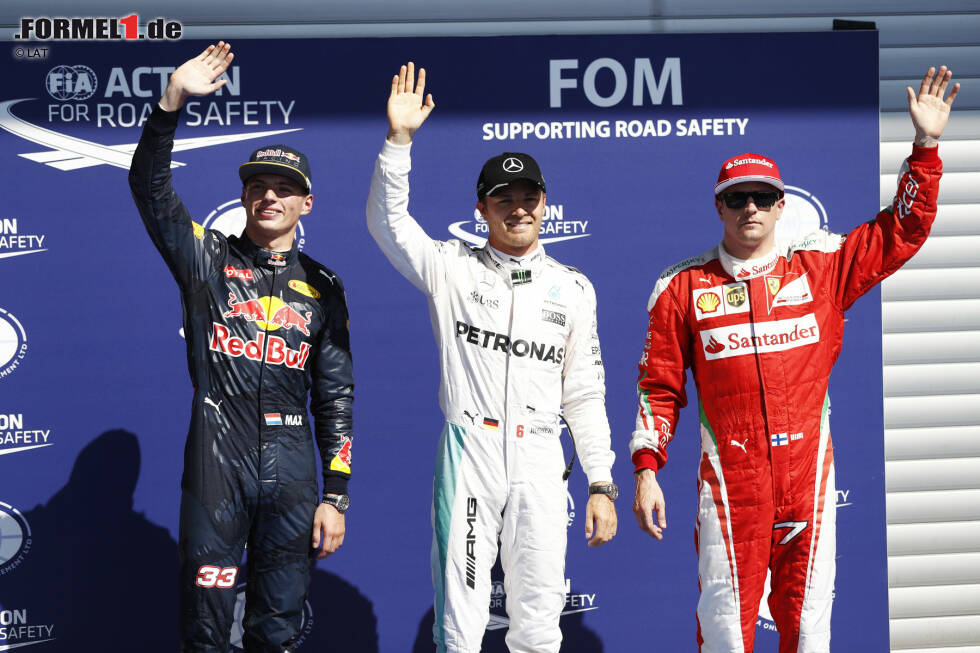 Foto zur News: Nico Rosberg (Mercedes), Kimi Räikkönen (Ferrari) und Max Verstappen (Red Bull)