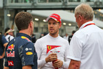 Foto zur News: Christian Horner, Sebastian Vettel (Ferrari) und Helmut Marko