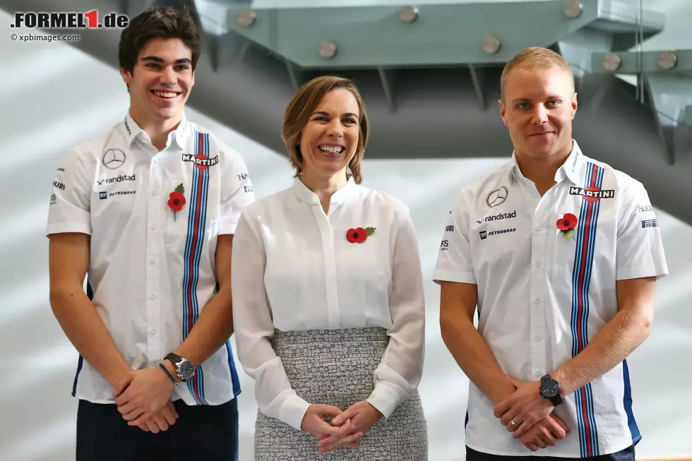 Foto zur News: Lance Stroll, Claire Williams und Valtteri Bottas