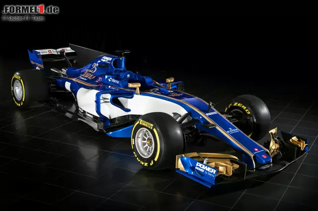 Foto zur News: Ein Farbkleid mit edlem Gold, aber an Sponsoren mangelt es auf der Jubiläumslackierung: So sieht der neue Sauber C36 aus!