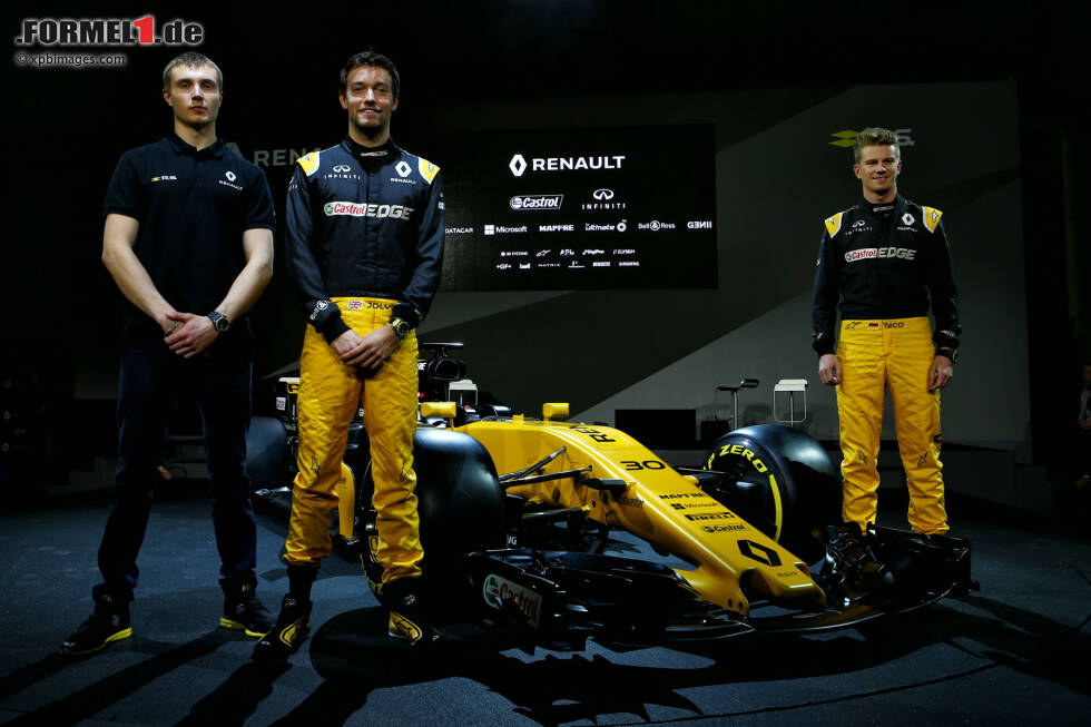 Foto zur News: Sergei Sirotkin, Jolyon Palmer und Nico Hülkenberg (Renault)