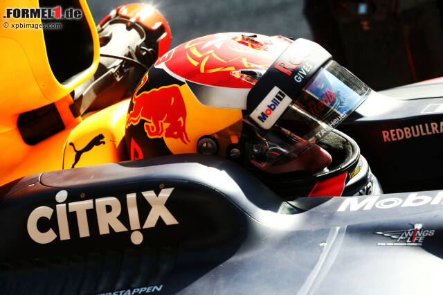 Foto zur News: Max Verstappen kam auf Rang zwei. Red Bull musste aber wieder am Renault-Turbo schrauben und war insgesamt nicht so schnell wie Ferrari und Mercedes.