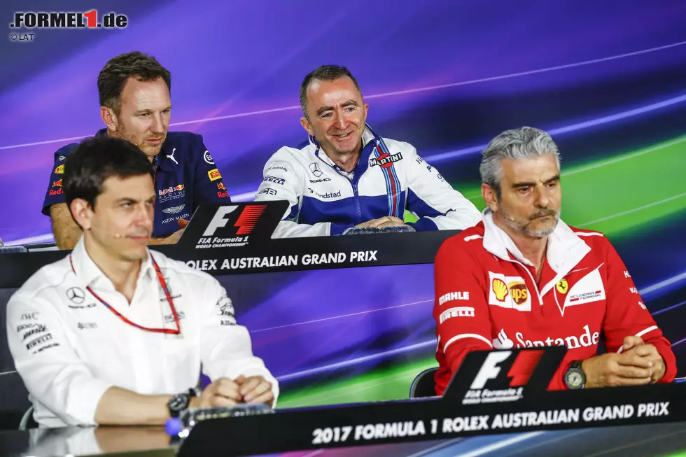 Foto zur News: Toto Wolff, Christian Horner und Maurizio Arrivabene