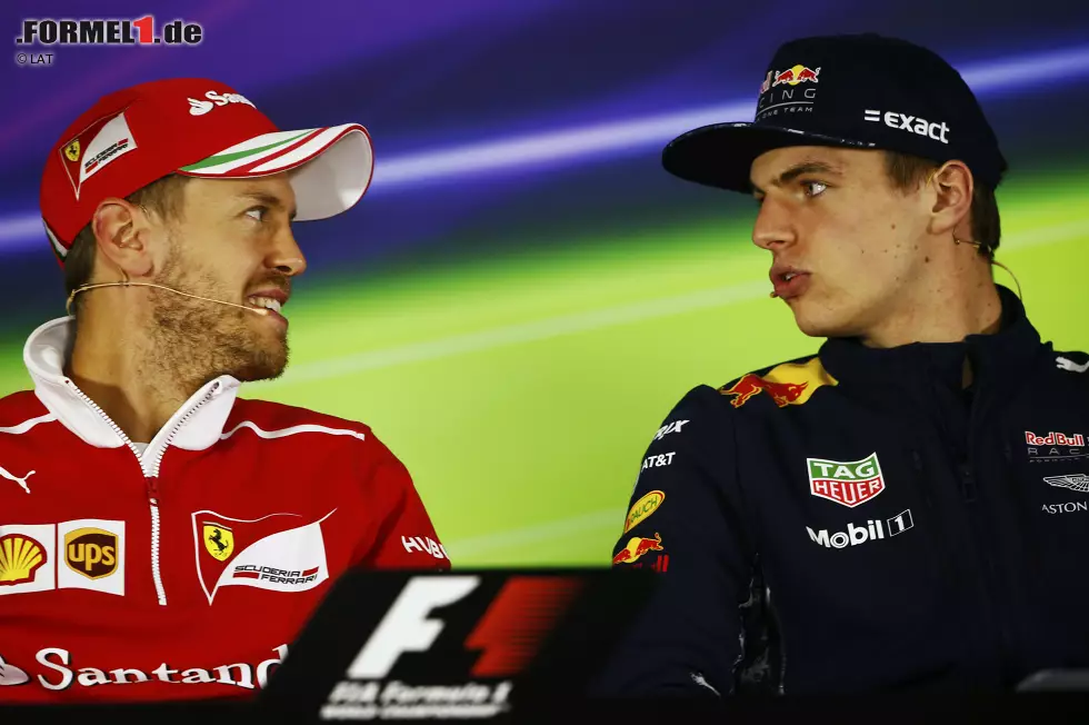 Foto zur News: Sebastian Vettel (Ferrari) und Max Verstappen (Red Bull)