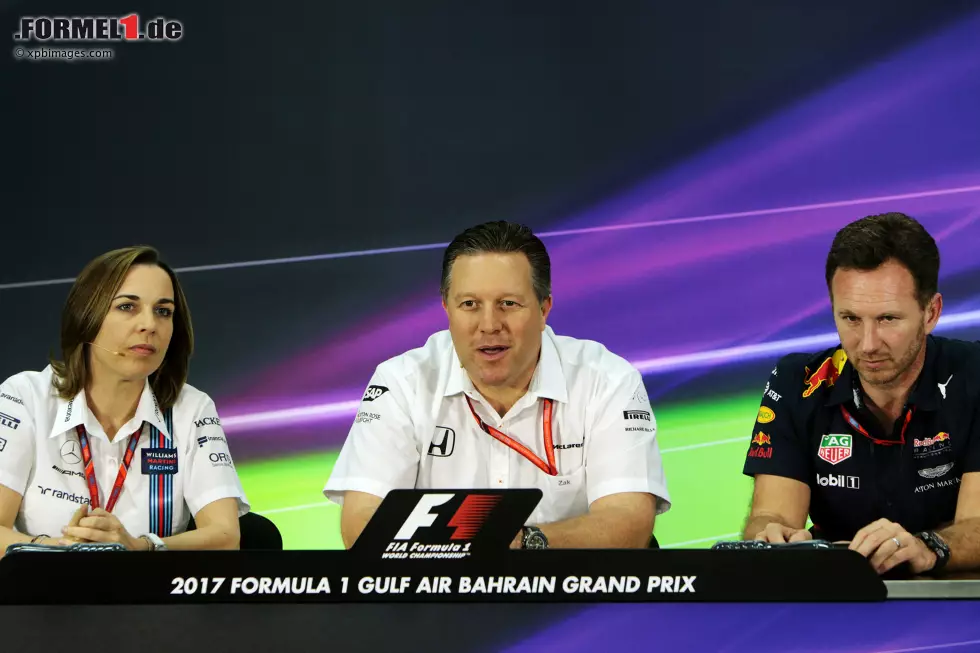 Foto zur News: Claire Williams, Zak Brown und Christian Horner