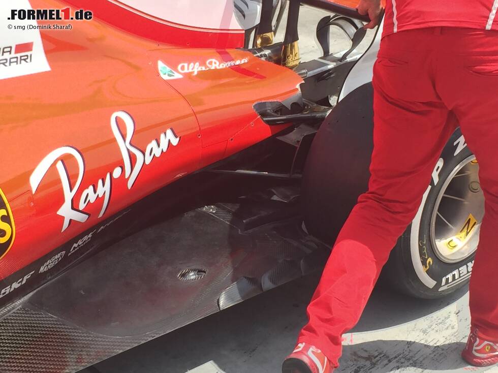 Foto zur News: Die Fotos im Detail zum Durchklicken: Der Außenrand des Ferrari-Unterbodens verwindet sich nach unten und bildet eine Schürze.