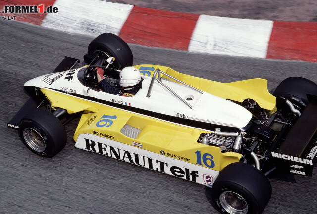 Foto zur News: ...Arnoux startet im Renault sensationell in das Wochenende und rast zur Pole-Position. Erstmals läuft die Turbo-Rakete auch auf langsamen Strecken. Die Sensation gelingt...